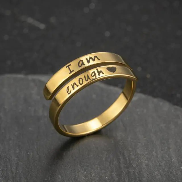 Engrave Letter Couple Ring Cuff