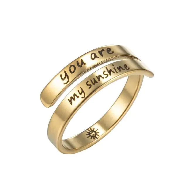 Engrave Letter Couple Ring Cuff