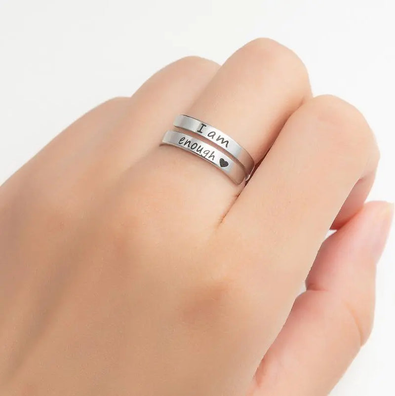 Engrave Letter Couple Ring Cuff