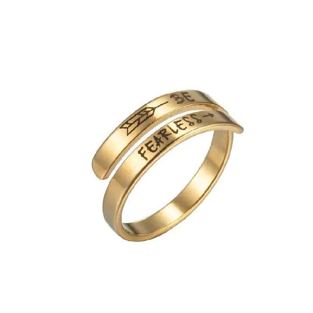 Engrave Letter Couple Ring Cuff